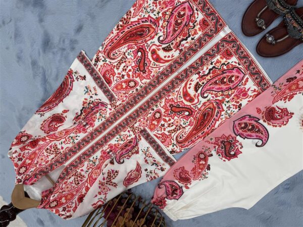 Designer Party Wear Printed Pure Malai Satin Co-Ord Set - Image 4