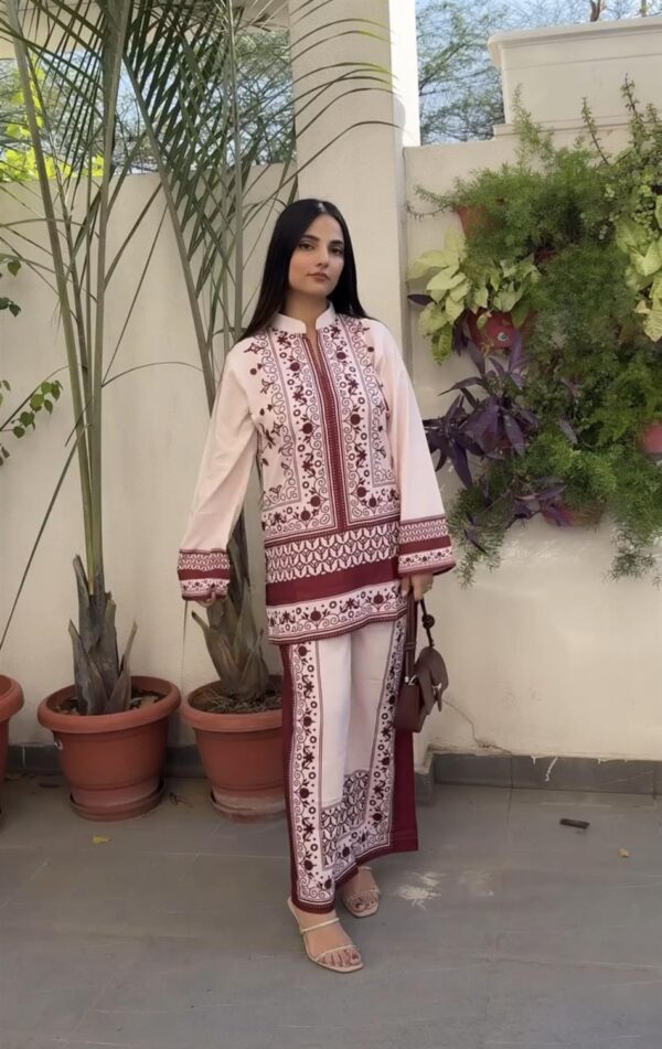 Designer Party Wear Printed Pure Malai Satin Co-Ord Set - Image 3