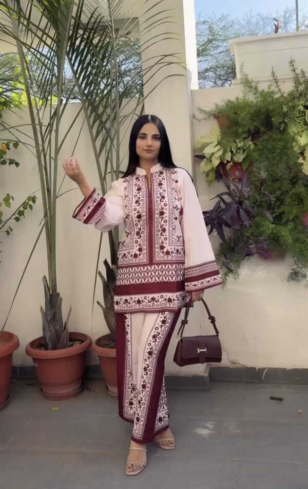 Designer Party Wear Printed Pure Malai Satin Co-Ord Set