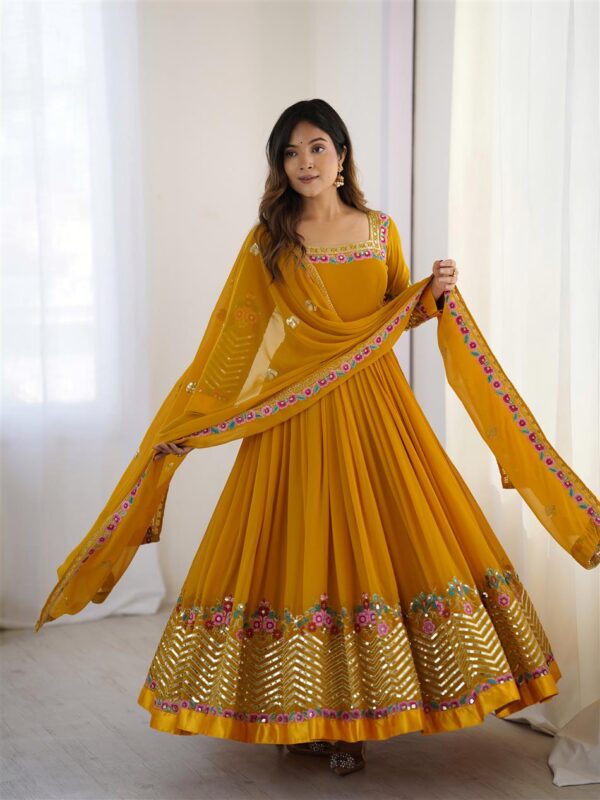 Heavy Georgette Embroidered Party Wear Gown with Dupatta
