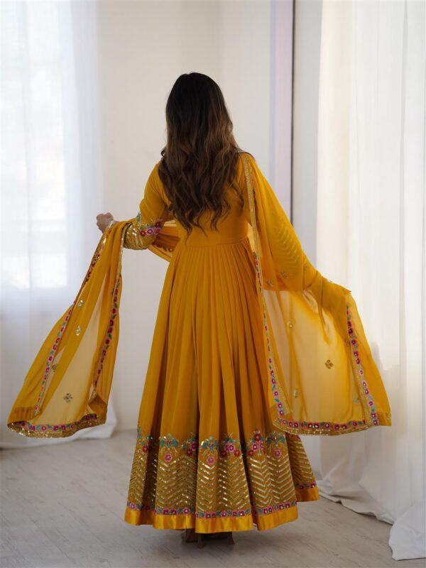 Heavy Georgette Embroidered Party Wear Gown with Dupatta - Image 3