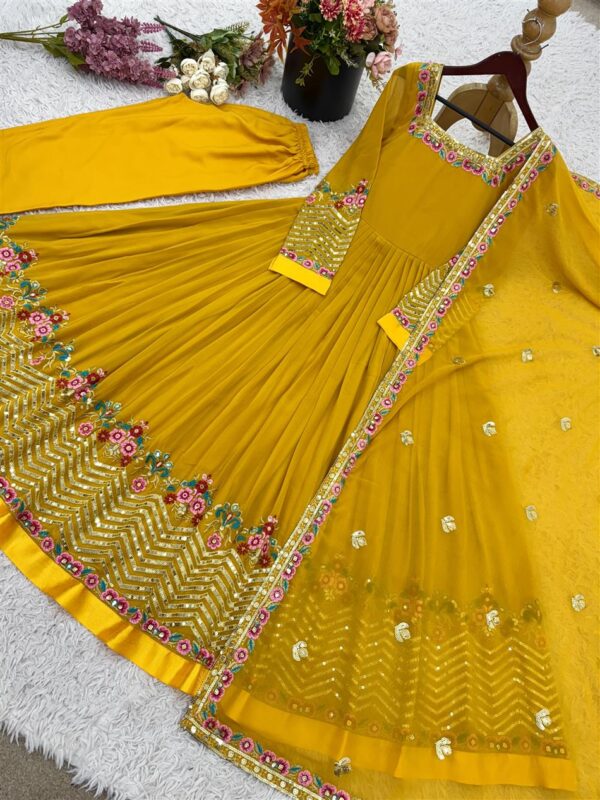 Heavy Georgette Embroidered Party Wear Gown with Dupatta - Image 5