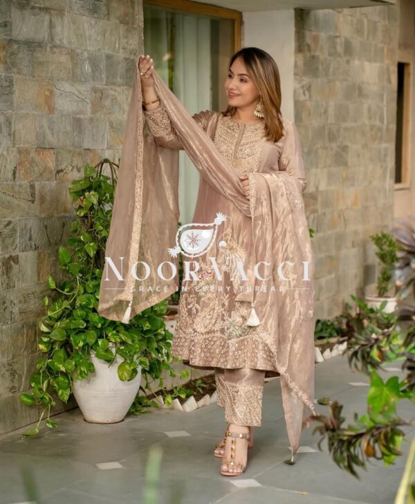 Shop Fandy Silk Heavy Embroidered Suit Set with Dupatta