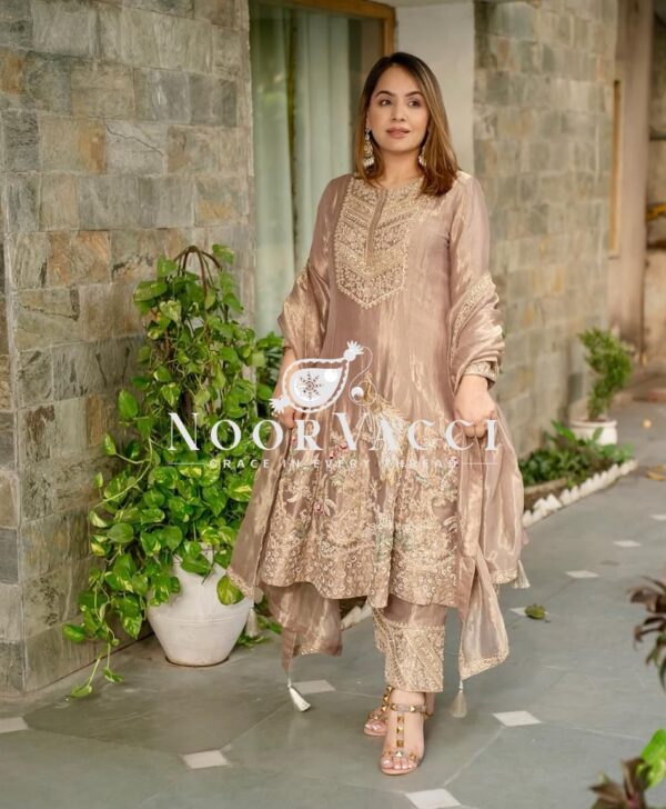 Shop Fandy Silk Heavy Embroidered Suit Set with Dupatta - Image 5