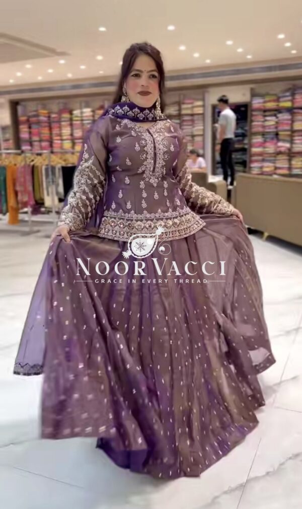 Buy Simmer Silk Embroidered Lehenga Set with Net Dupatta - Image 2