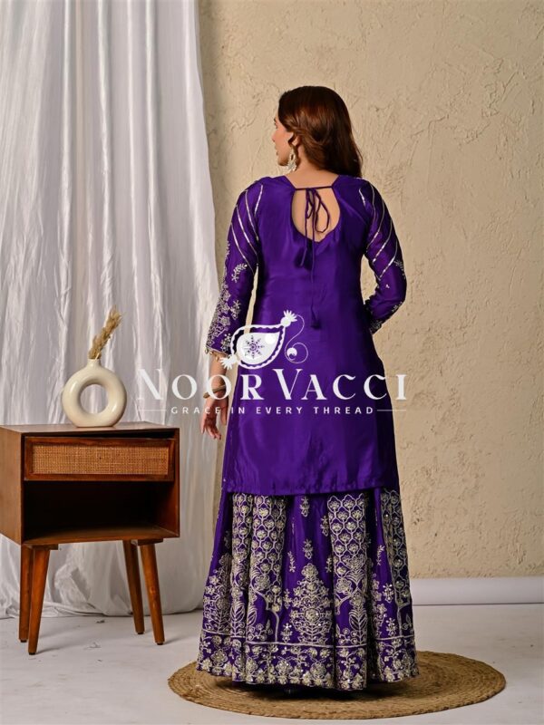Shop Chinnon Silk Embroidered Lehenga Set with Dupatta - Image 5