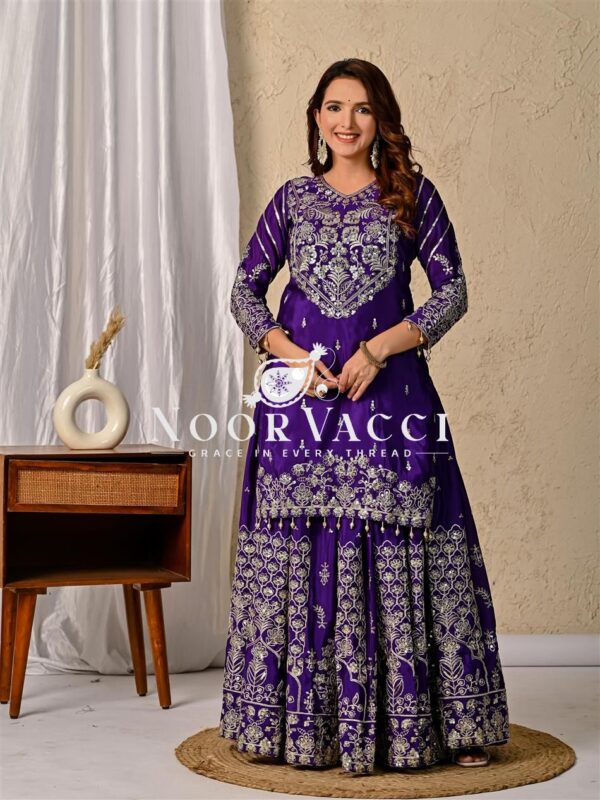 Shop Chinnon Silk Embroidered Lehenga Set with Dupatta