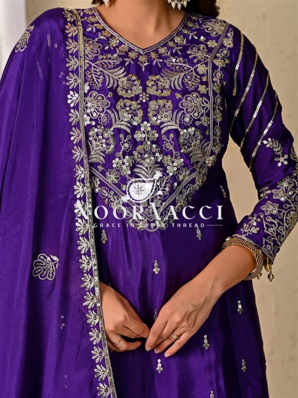 Shop Chinnon Silk Embroidered Lehenga Set with Dupatta - Image 6