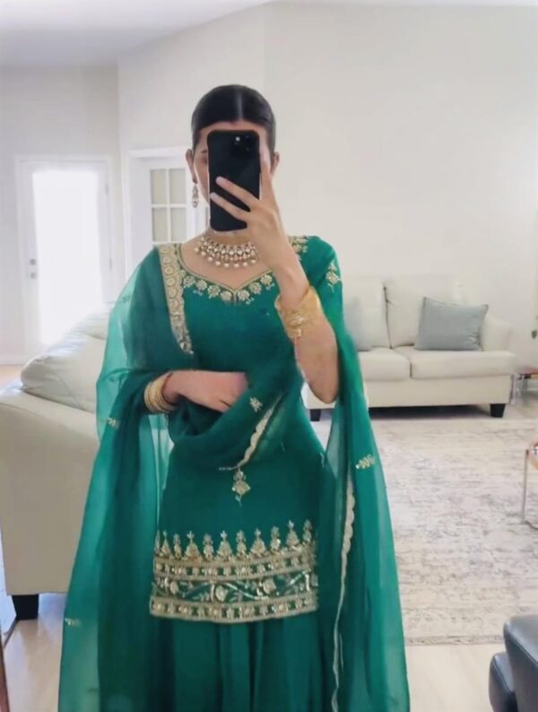Buy Natural Crepe Embroidered Lehenga Set with Dupatta - Image 3