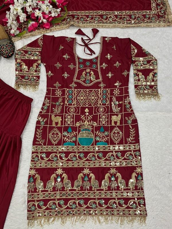 Natural Crepe Embroidered Dhoti Salwar Set - Image 4