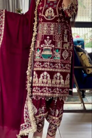 Natural Crepe Embroidered Dhoti Salwar Set