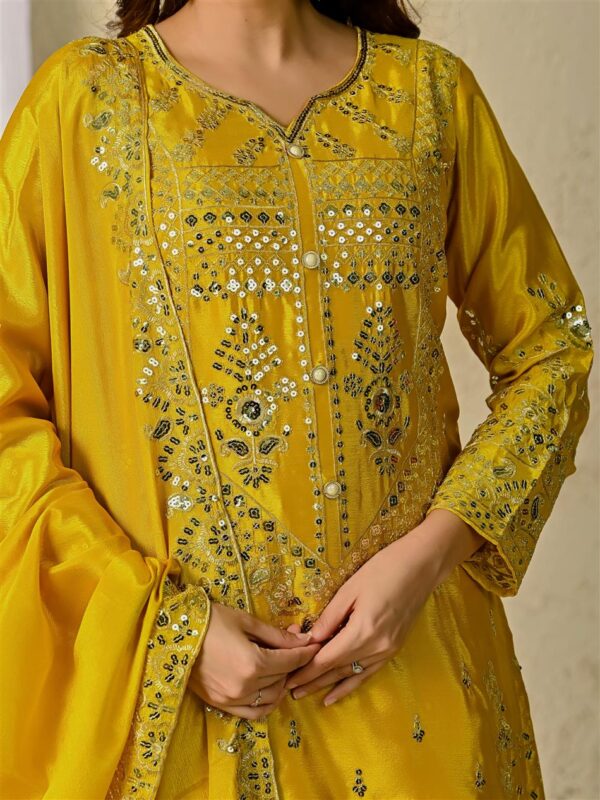 Designer Party Wear Sharara Palazzo Suit with Embroidered Dupatta - Image 4