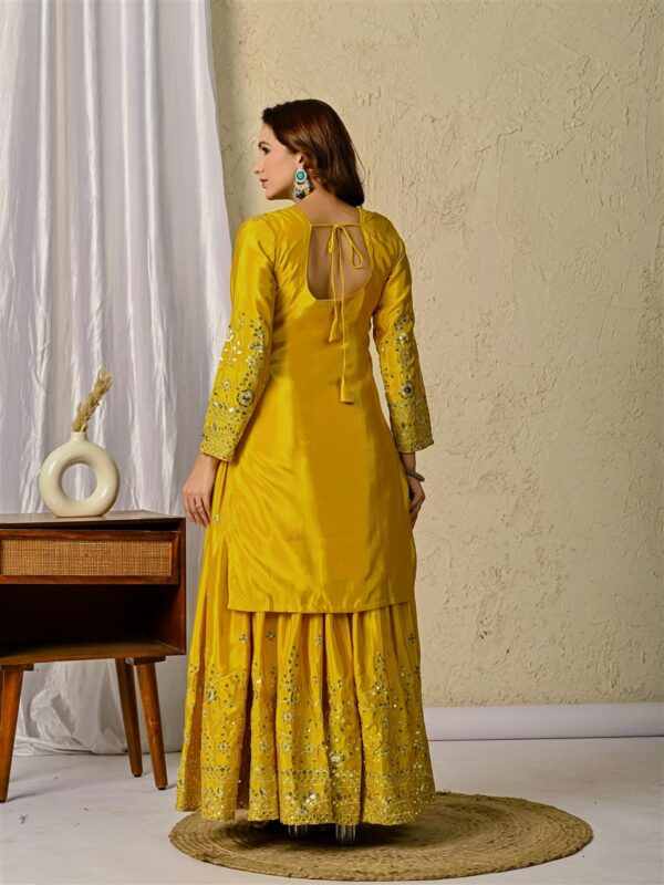 Designer Party Wear Sharara Palazzo Suit with Embroidered Dupatta - Image 2