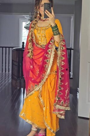 Designer Party Wear Dhoti Skirt Set with Embroidered Top