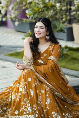 Faux Georgette Embroidered Anarkali Suit Set