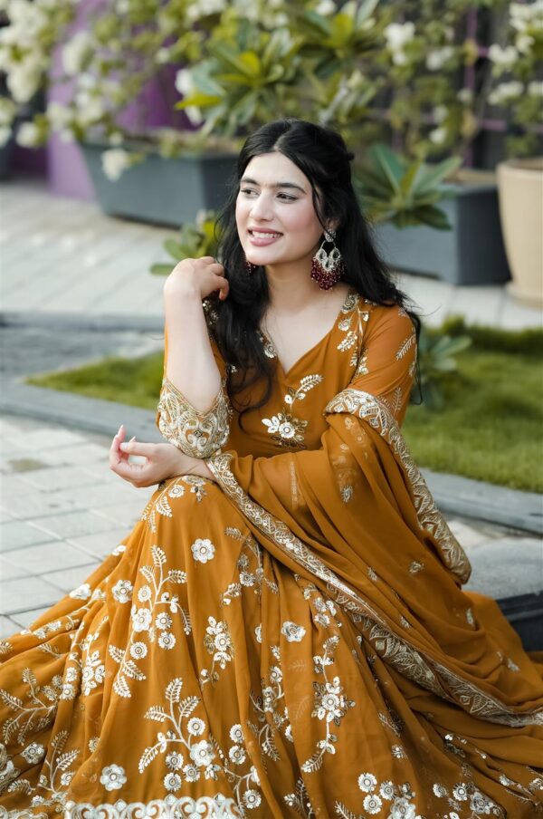 Faux Georgette Embroidered Anarkali Suit Set