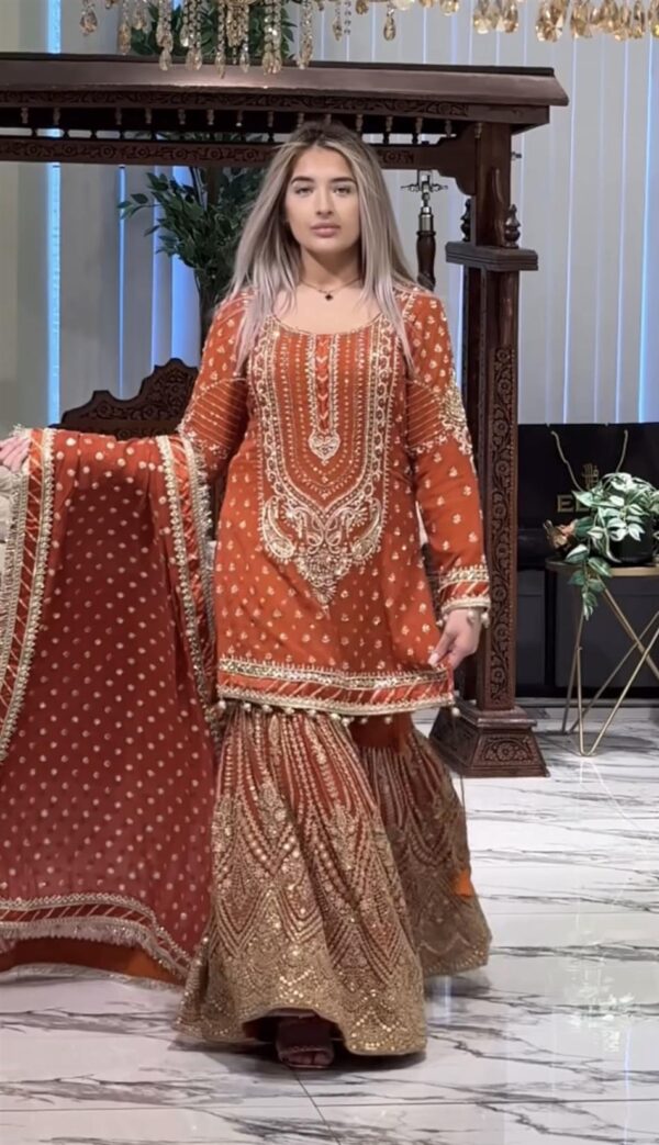 Faux Georgette Embroidered Plazzo Set with Dupatta