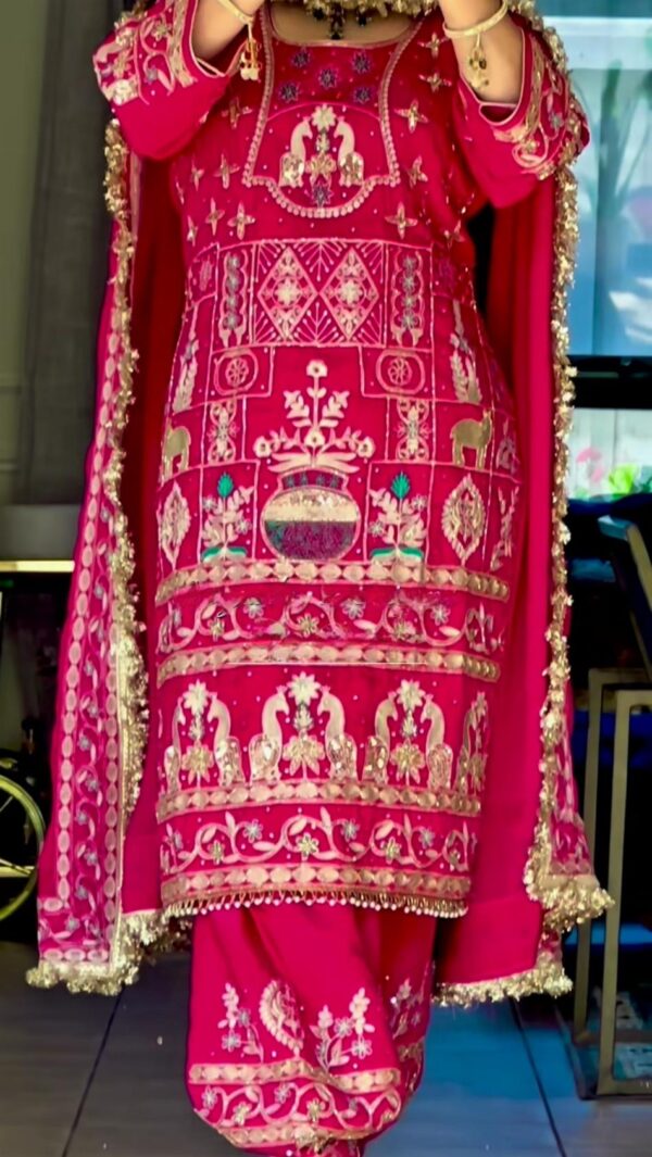 Natural Crepe Embroidered Dhoti Salwar Set