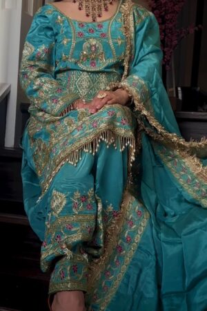 Natural Crepe Embroidered Dhoti Salwar Set