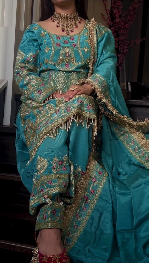 Natural Crepe Embroidered Dhoti Salwar Set