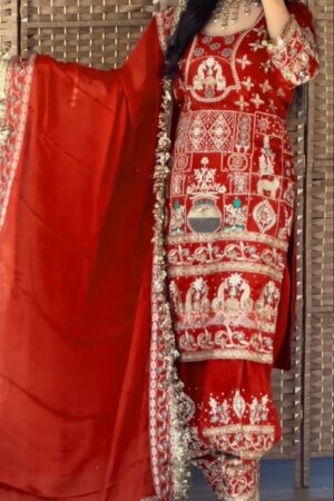 Natural Crepe Embroidered Dhoti Salwar Set