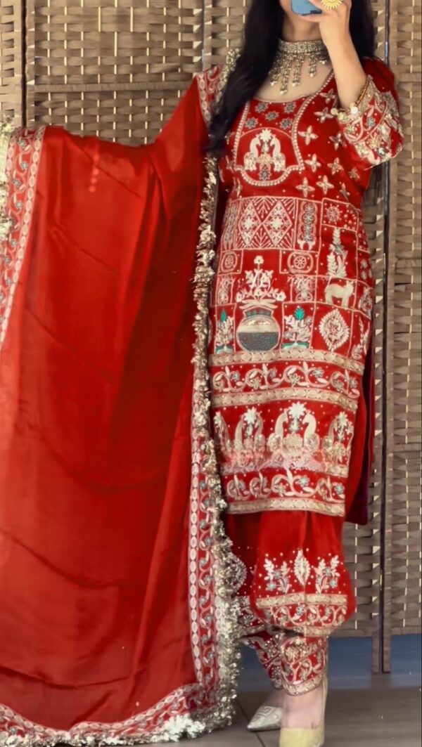 Natural Crepe Embroidered Dhoti Salwar Set