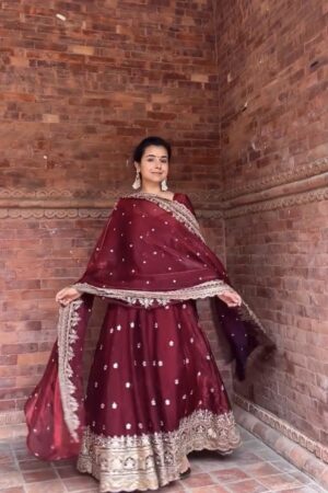 Fendy Silk Embroidered Anarkali Suit Set