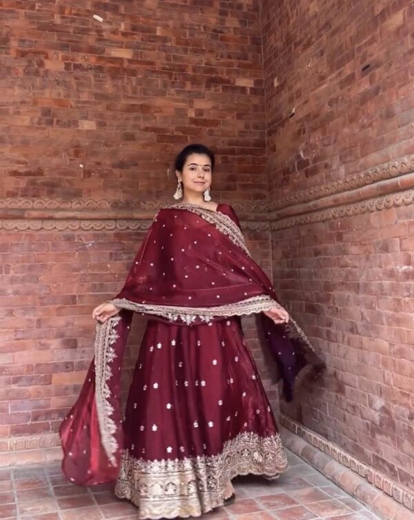 Fendy Silk Embroidered Anarkali Suit Set