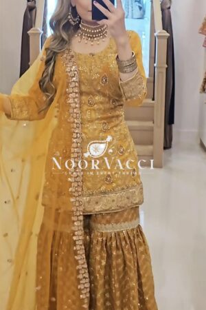 Buy Chinnon Silk Embroidered Sharara Palazzo Set with Dupatta