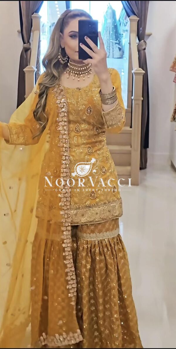 Buy Chinnon Silk Embroidered Sharara Palazzo Set with Dupatta