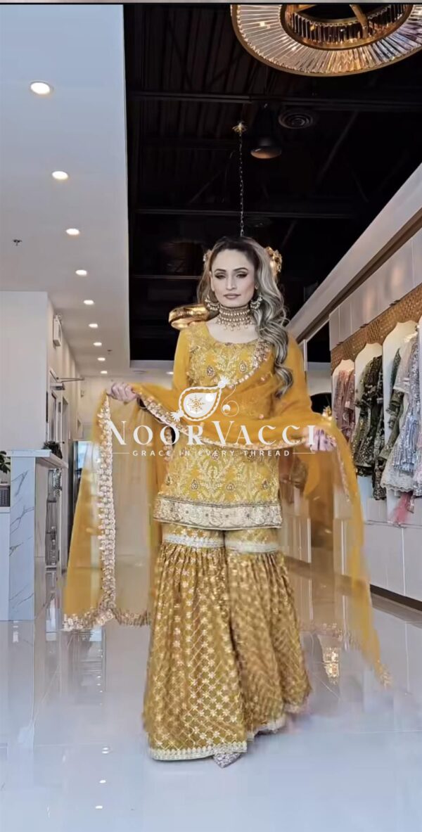 Buy Chinnon Silk Embroidered Sharara Palazzo Set with Dupatta - Image 2
