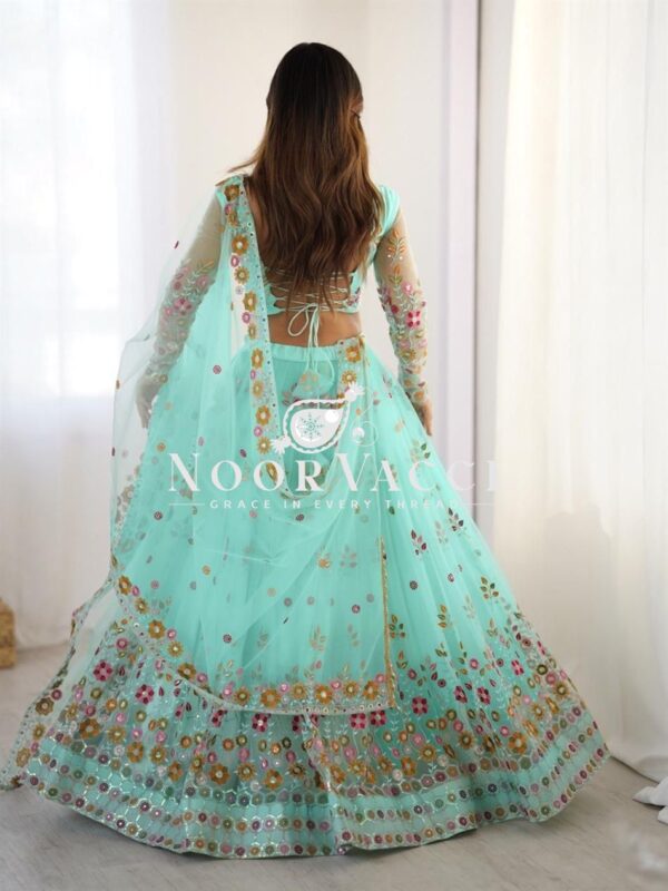 Shop Soft Net Thread & Sequin Embroidered Lehenga Choli Set with Dupatta - Image 3