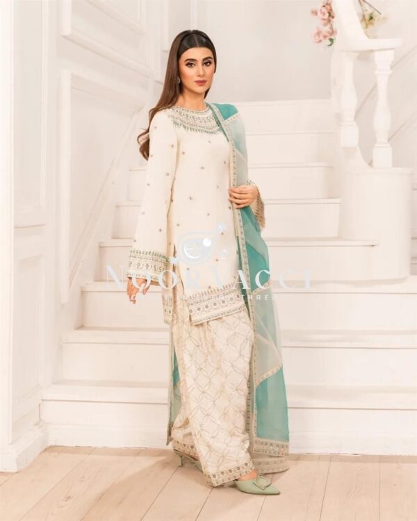 Buy Designer Natural Crepe Farshi Palazzo Set with Dupatta - Image 2