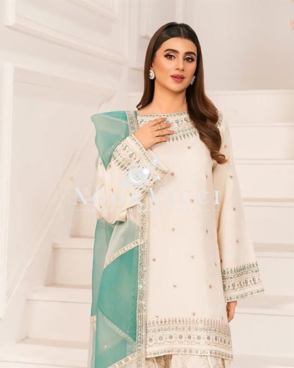 Buy Designer Natural Crepe Farshi Palazzo Set with Dupatta - Image 3