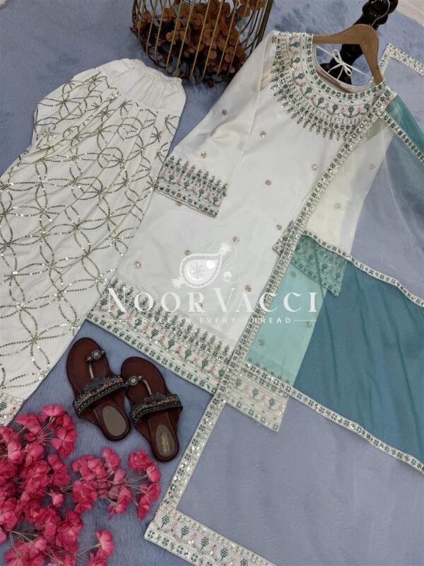 Buy Designer Natural Crepe Farshi Palazzo Set with Dupatta - Image 4