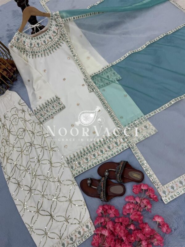 Buy Designer Natural Crepe Farshi Palazzo Set with Dupatta - Image 5