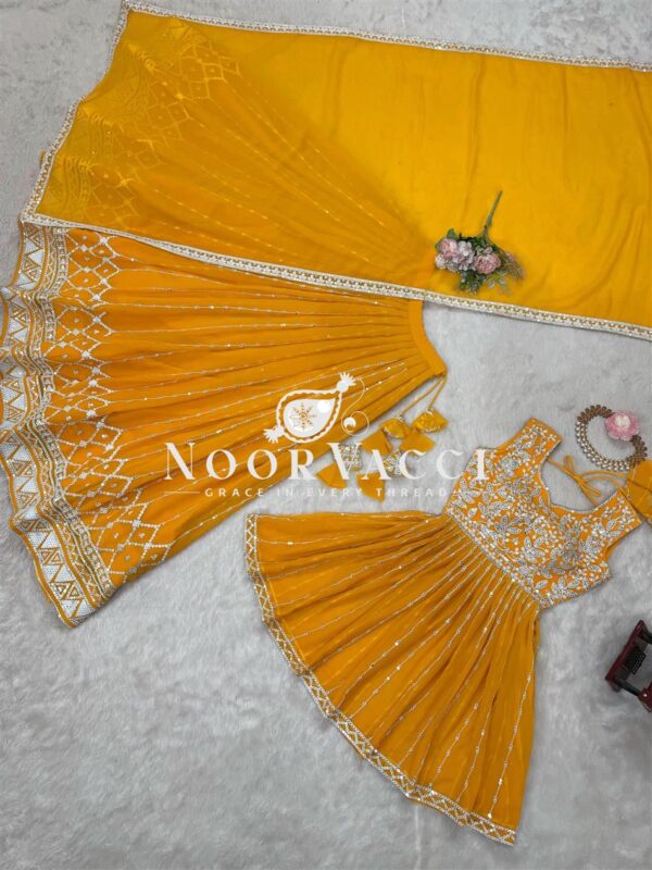 Buy Faux Georgette Thread & 9MM Sequin Embroidered Lehenga Set with Dupatta - Image 4