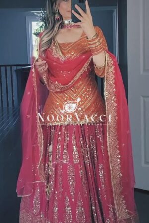 Buy Faux Georgette Embroidered Lehenga Set with Dupatta