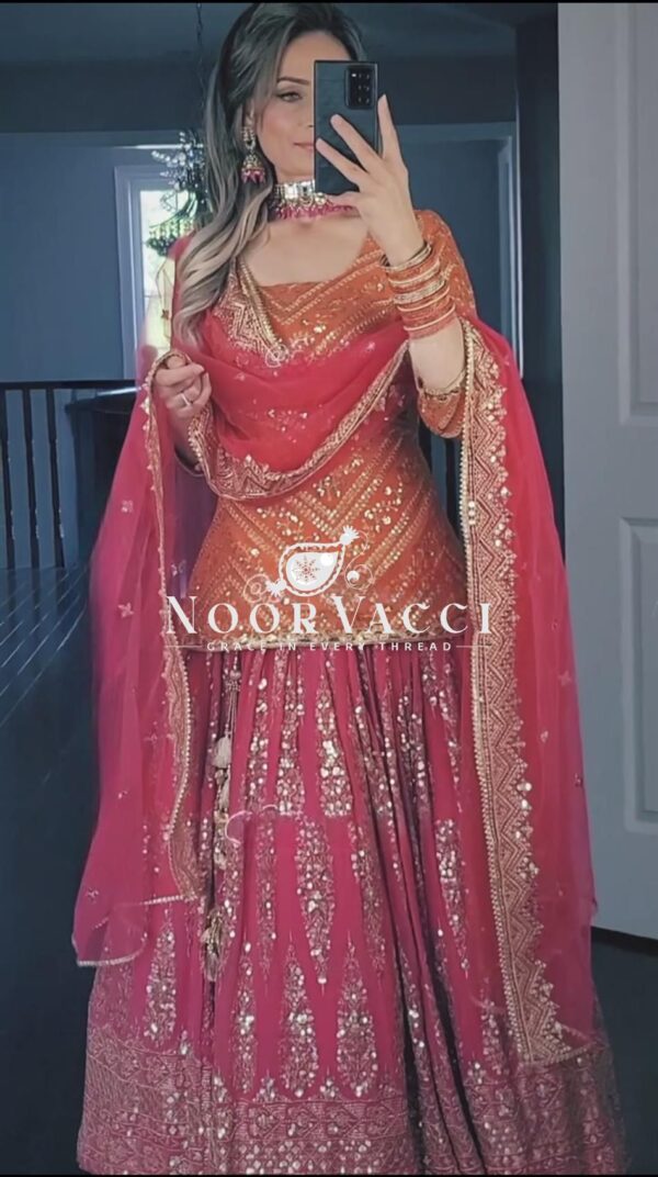 Buy Faux Georgette Embroidered Lehenga Set with Dupatta