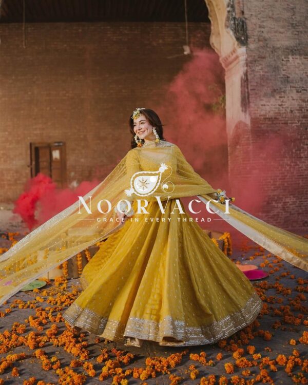 Buy Elegant Chinon Silk Embroidered Gown Set with Dupatta & Bottom - Image 2