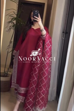 Shop Malay Satin Silk Embroidered Pakistani Suit with Dupatta