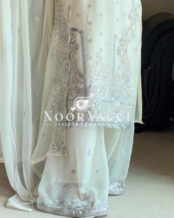 Buy Faux Georgette Embroidered Palazzo Suit with Dupatta - Image 6