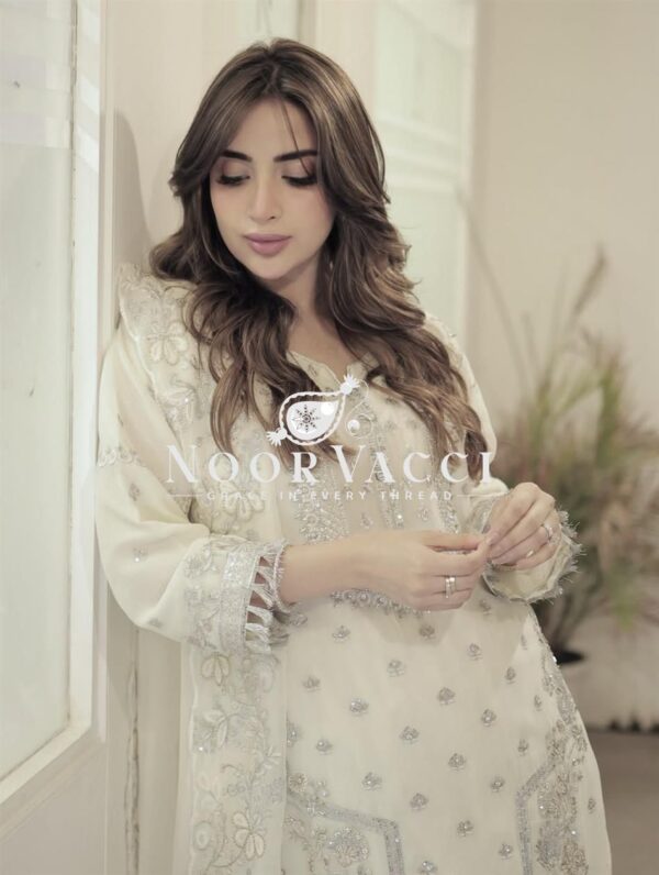 Buy Faux Georgette Embroidered Palazzo Suit with Dupatta - Image 9