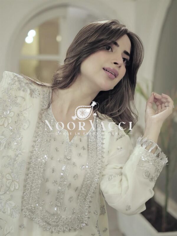 Buy Faux Georgette Embroidered Palazzo Suit with Dupatta - Image 4