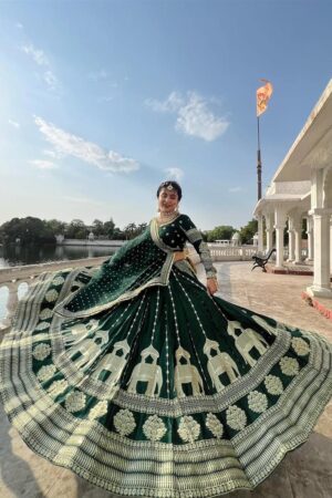 Chinon Silk Embroidered Wedding Lehenga Choli with Dupatta