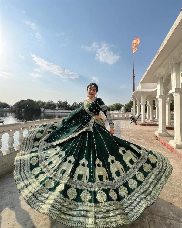 Chinon Silk Embroidered Wedding Lehenga Choli with Dupatta