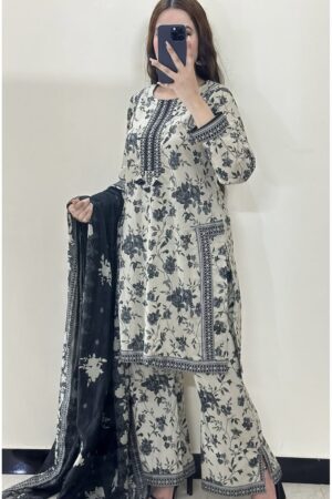 Designer Digital Print Co-ord Set with Dupatta in Pure Natural Crepe