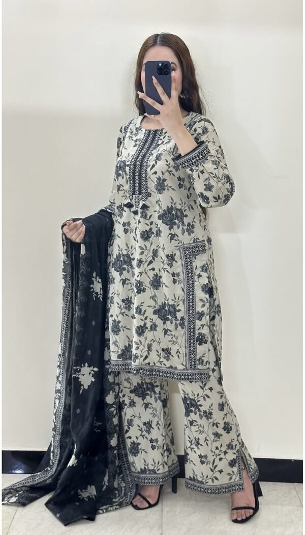 Designer Digital Print Co-ord Set with Dupatta in Pure Natural Crepe