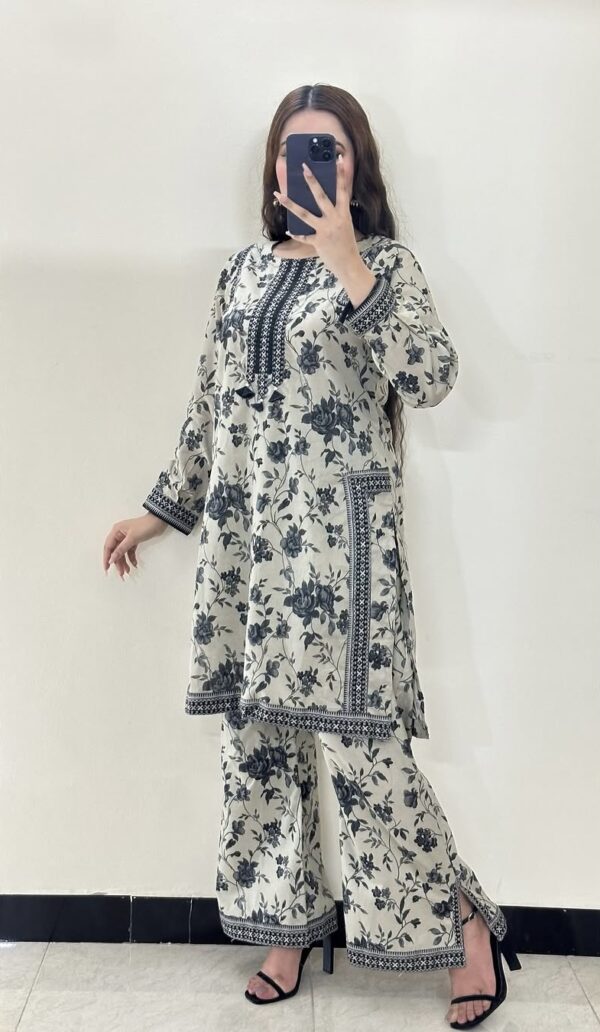 Designer Digital Print Co-ord Set with Dupatta in Pure Natural Crepe - Image 2