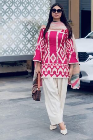 Elegant Digital Print Co-ord Set with Dupatta in Pure Natural Crepe